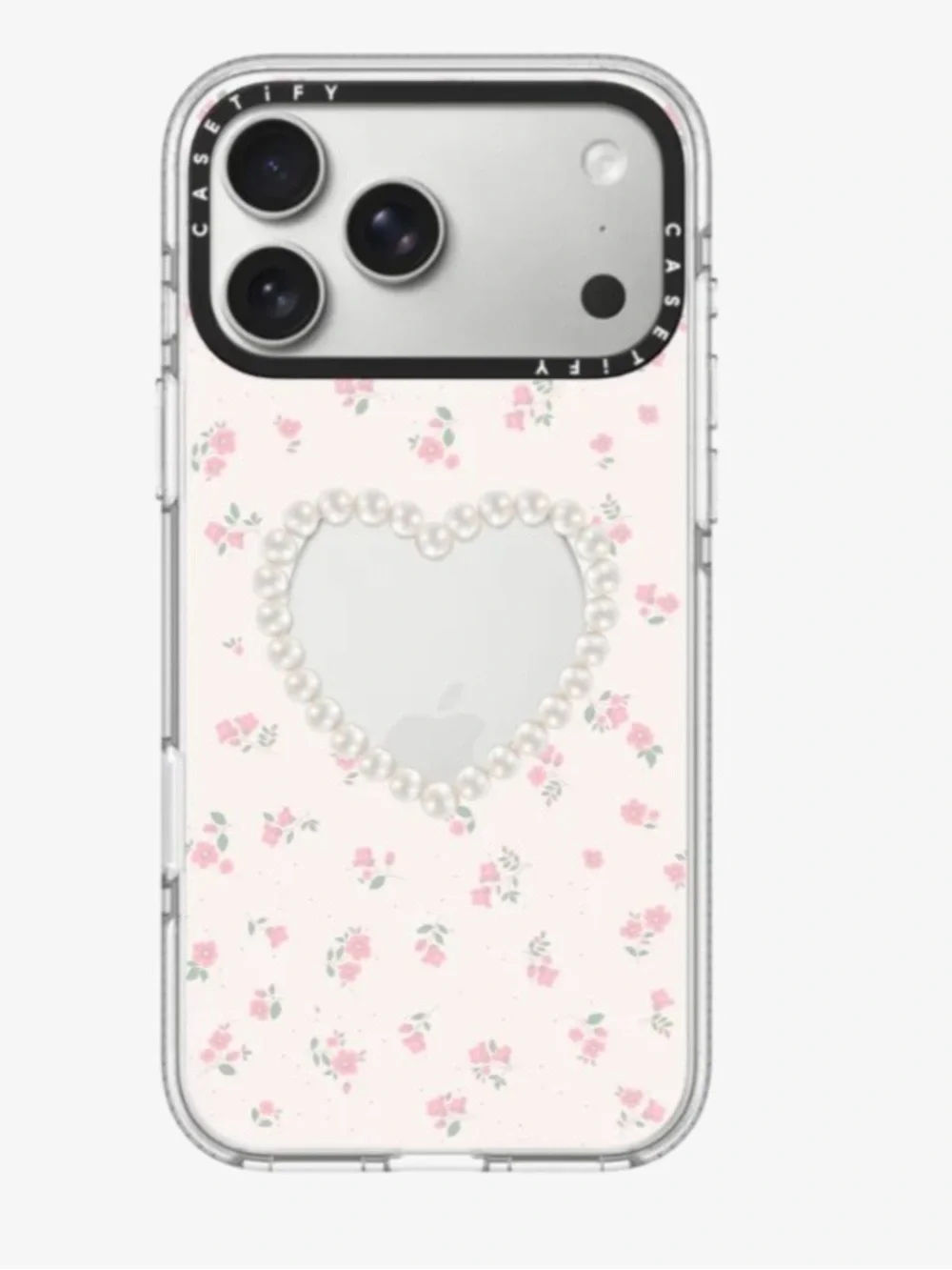 Casetify Pearly Heart iPhone 17 Pro Max case with clear bumper